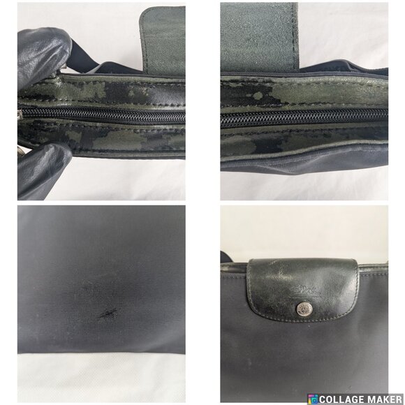 Authentic Unisex Longchamp Shoulder Bag Black Nylon/Leather Bag - FAST SHIPPING - Picture 8 of 10